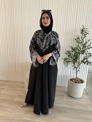 Black Stitches Abaya