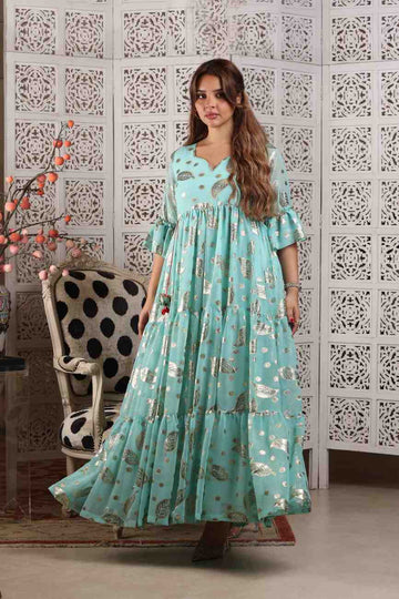 Aqua Chiffon Gown