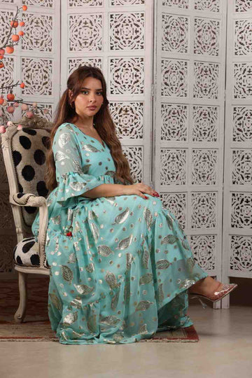 Aqua Chiffon Gown