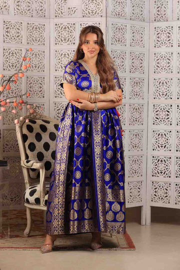 Blue Dress with Golden Style