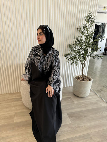 Black Stitches Abaya